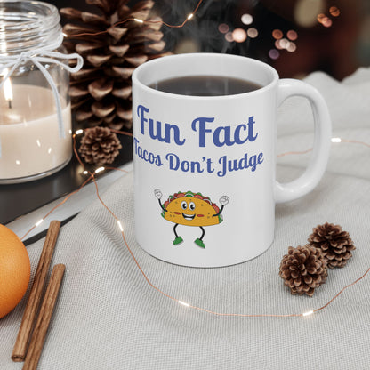 Fun Taco Fact Ceramic Mug - Perfect Gift for Taco Lovers, Foodie Gifts, Kitchen Decor, Quirky Coffee Cup, Humorous Kitchenware