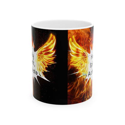 Fiery Spirit Ceramic Mug, Inspirational Coffee Cup, Perfect Gift for Friends, Motivational Drinkware, Unique Kitchen Decor,, Holy Spirit