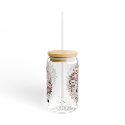 Bride Squad Floral Wreath Sipper Glass | 16oz
