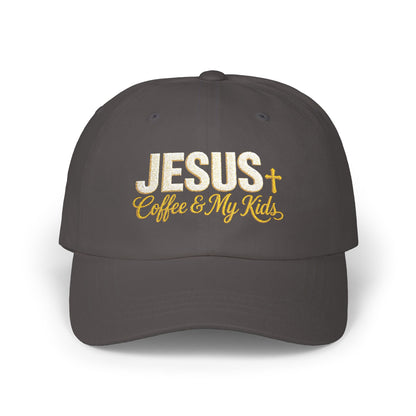 Jesus Coffee & My Kids Dad Cap | Christian Faith Hat, Embroidered Scripture
