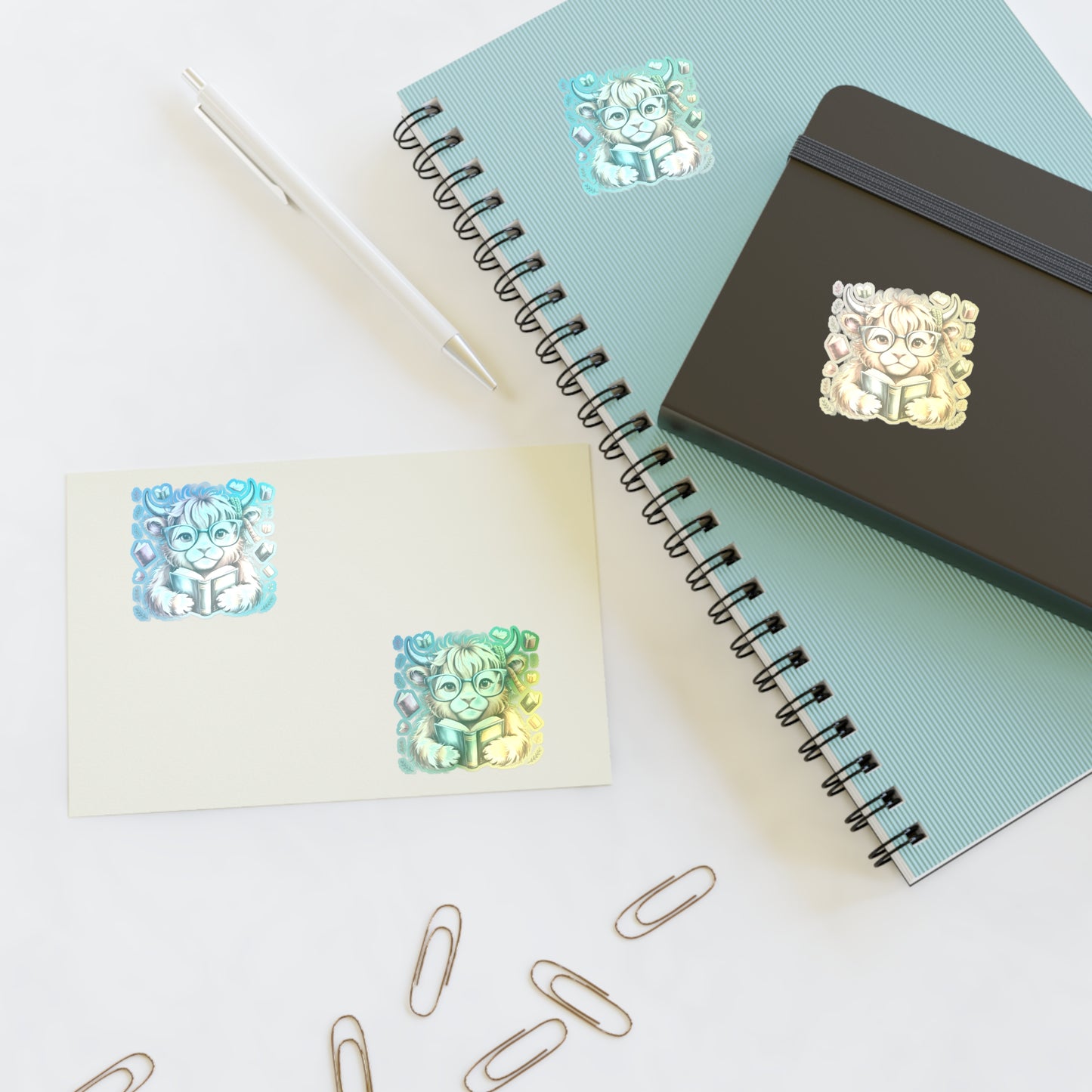 Reading Highland Cow Sticker Sheet | Cute Bookish Stickers