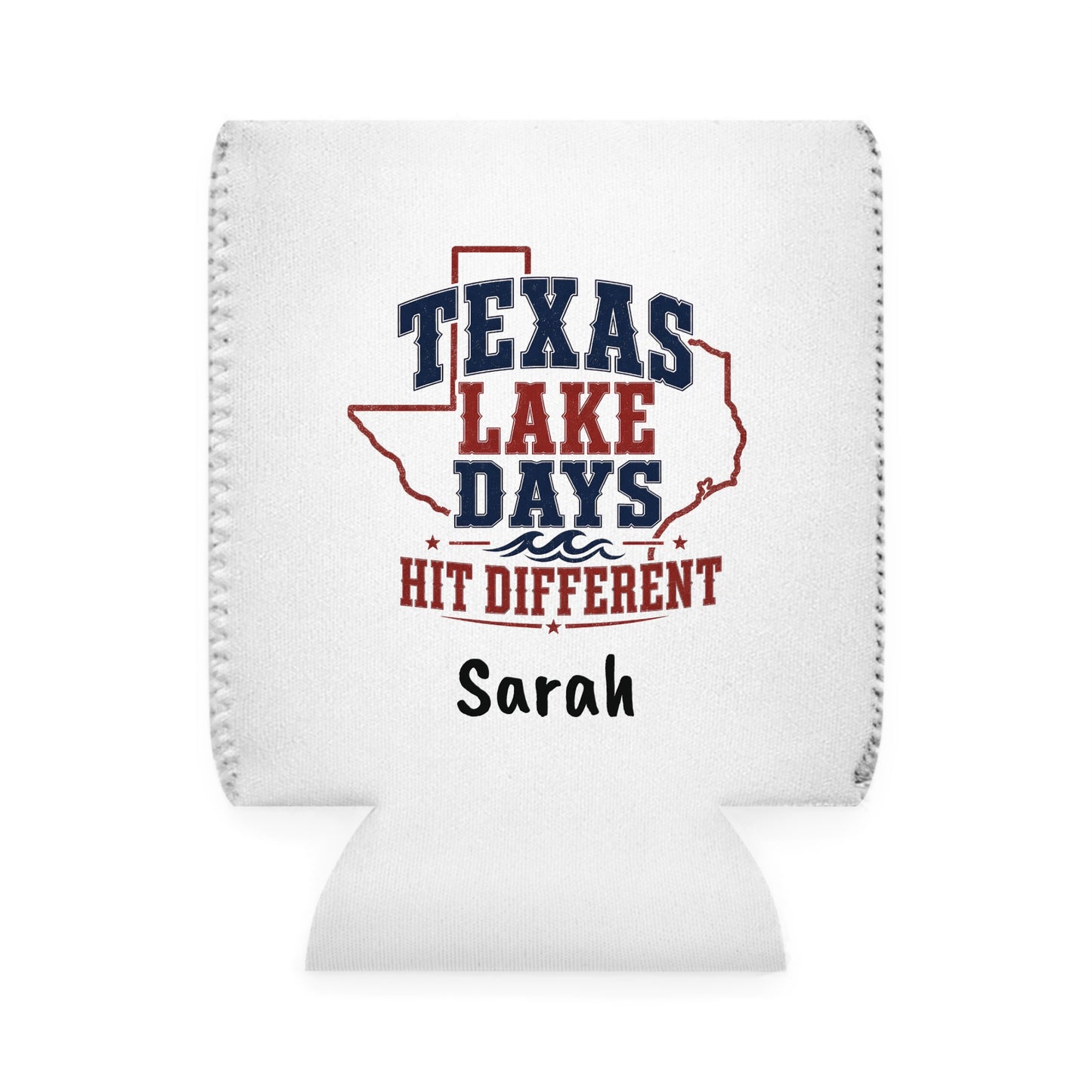 Texas Lake Days Hit Different Can Cooler Sleeve | Personalized Name Option