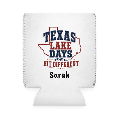 Texas Lake Days Hit Different Can Cooler Sleeve | Personalized Name Option