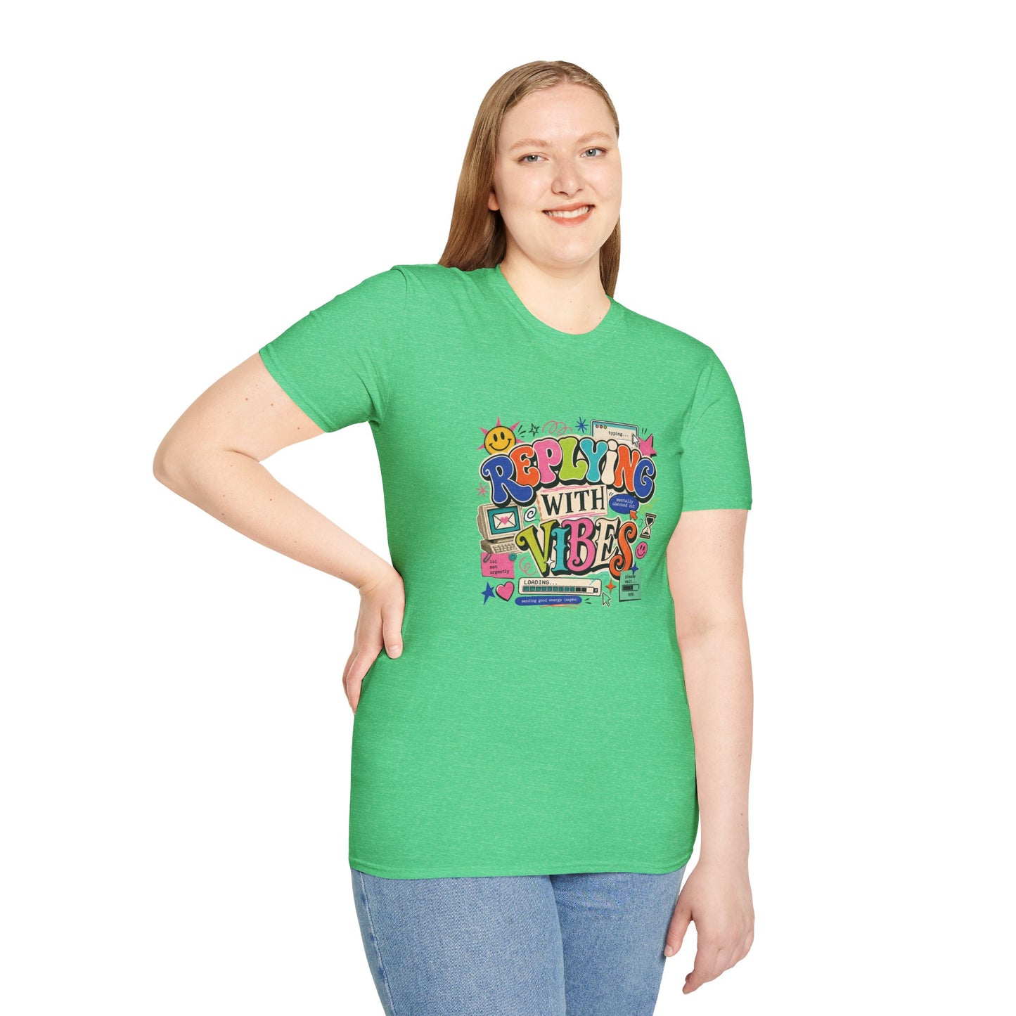 Replying With Vibes T-Shirt | Retro Colorful Typography, 90s Aesthetic