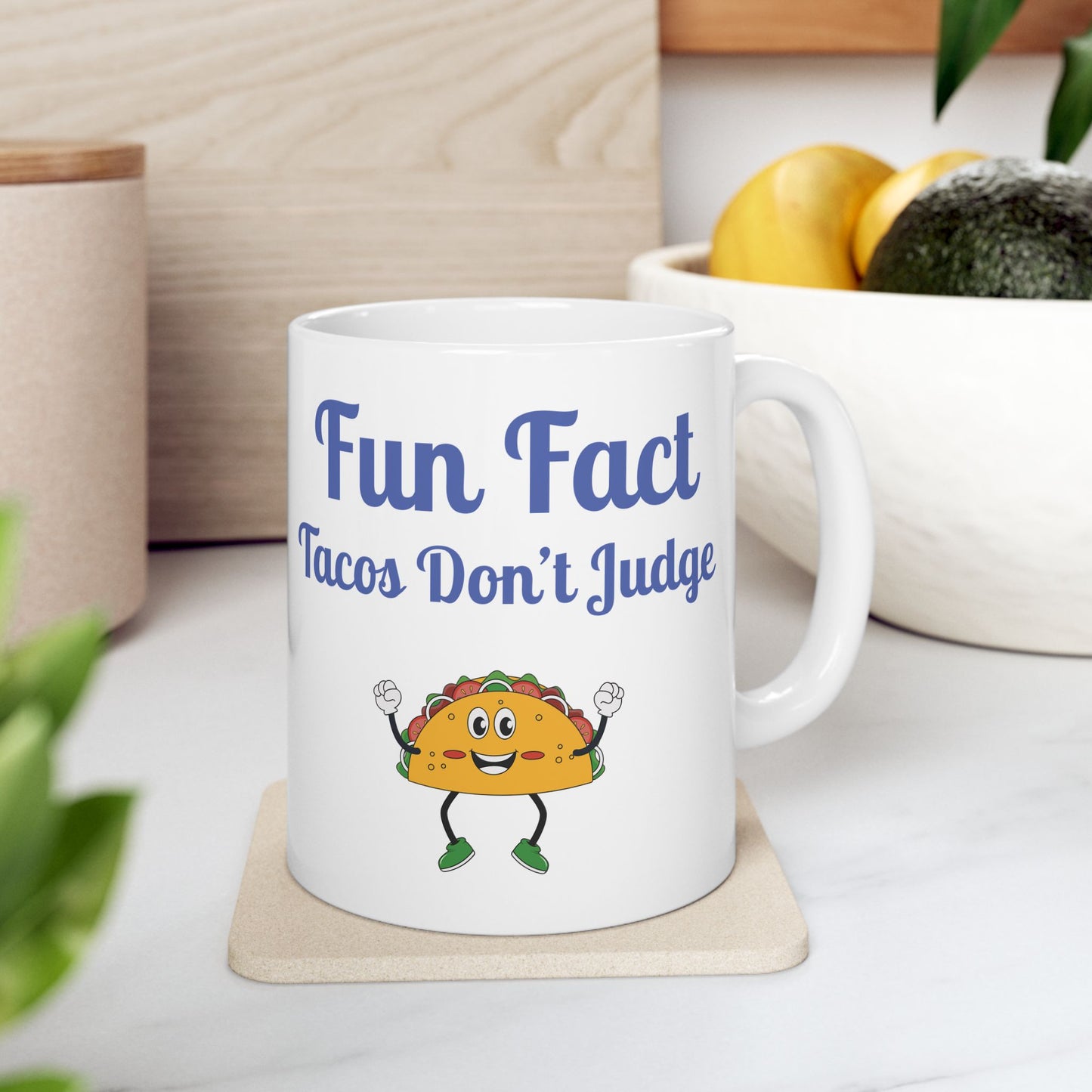 Fun Taco Fact Ceramic Mug - Perfect Gift for Taco Lovers, Foodie Gifts, Kitchen Decor, Quirky Coffee Cup, Humorous Kitchenware