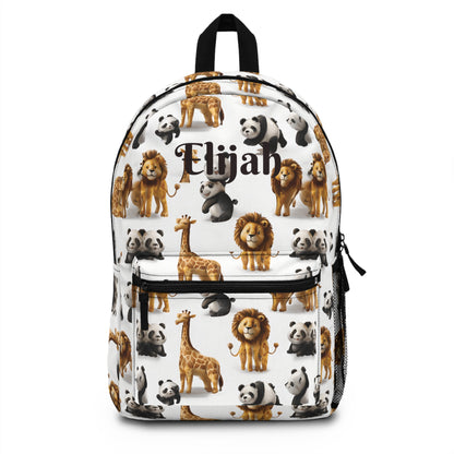 Personalized Animal Backpack for Kids | Lion Giraffe Panda Monkey Design | Boys Girls Zoo Bag | Custom Back to School Backpack