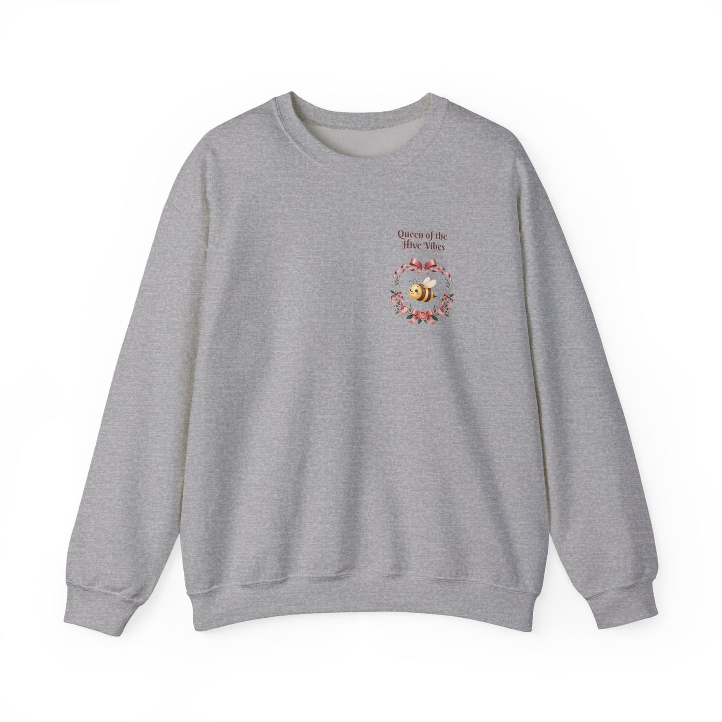 Queen of the Hive Bee Sweatshirt | Antique rose floral wreath