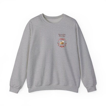 Queen of the Hive Bee Sweatshirt | Antique rose floral wreath