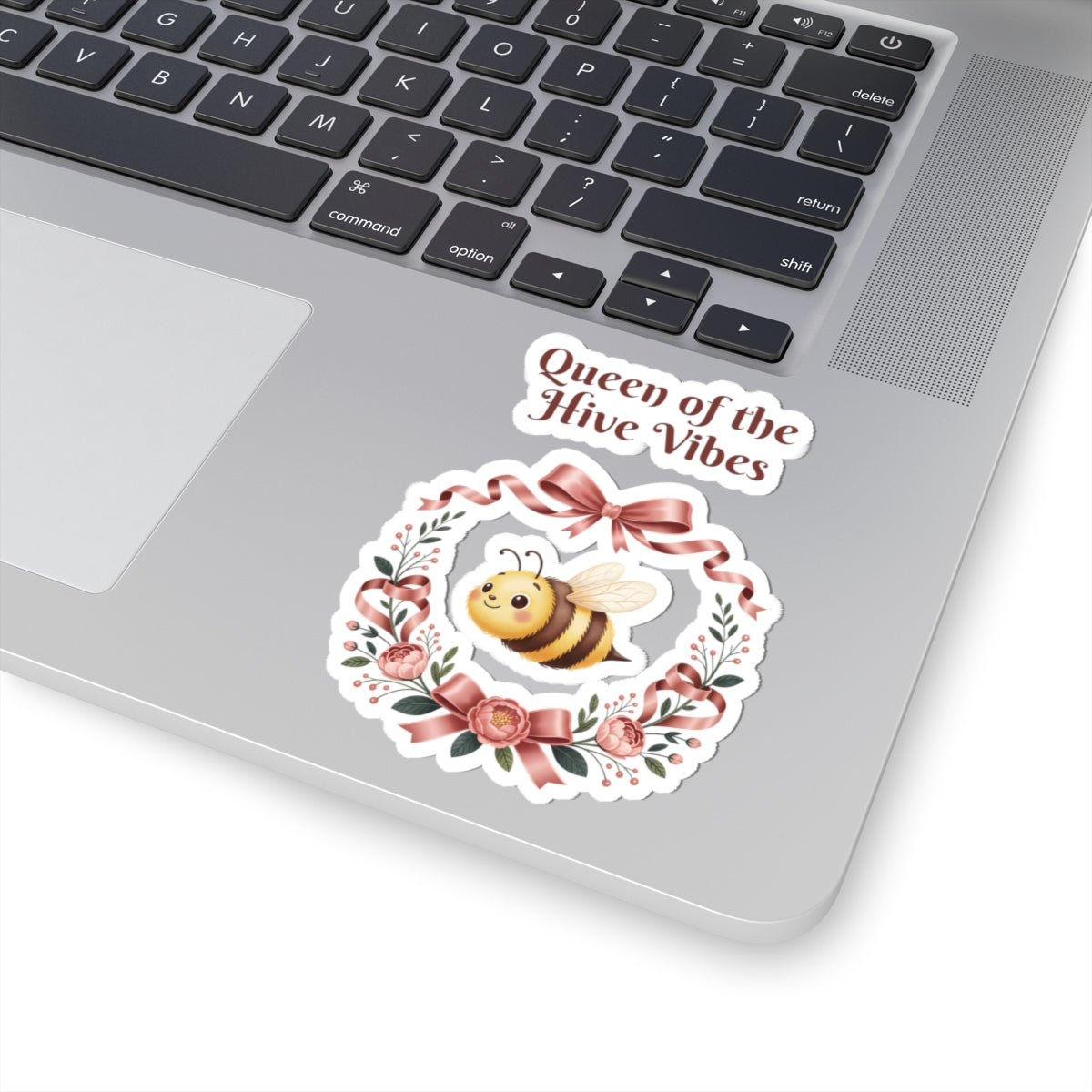 Queen of the Hive Vibes Kiss-Cut Stickers | Bee Floral Wreath