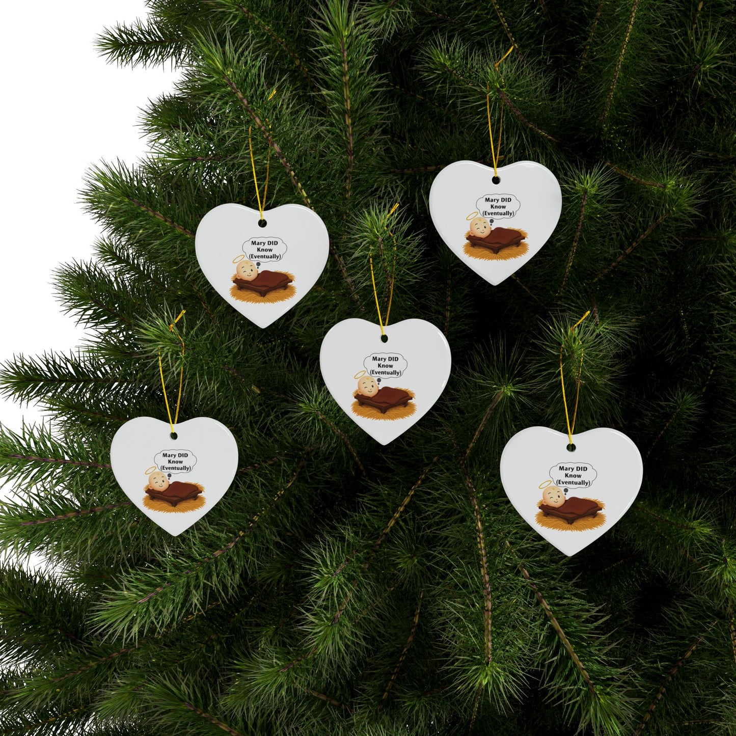 Ceramic Ornaments, Mary DID Know (Eventually) Humorous Christmas Ornament, Funny Xmas Decor, Holiday Gift, Christmas Tree Decoration,