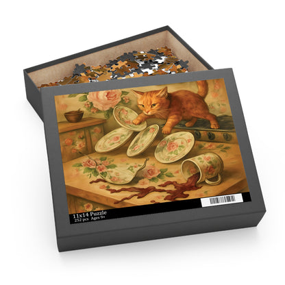 Whimsical Cat Puzzle - 120, 252, 500-Piece, Cozy Home Decor, Cat Lover Gift, Family Activity, Unique Puzzle Art