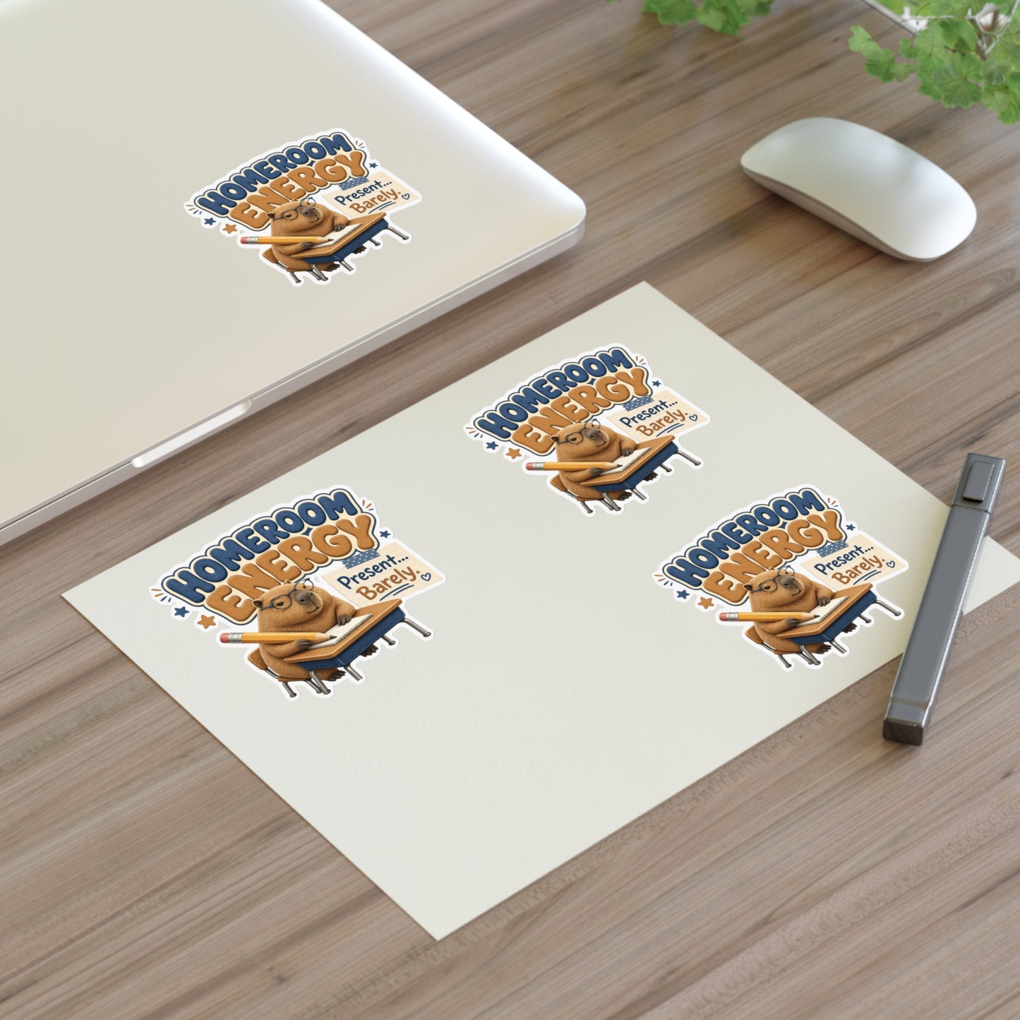 Homeroom Energy Present Barely Capybara sticker | Kiss-Cut Sticker