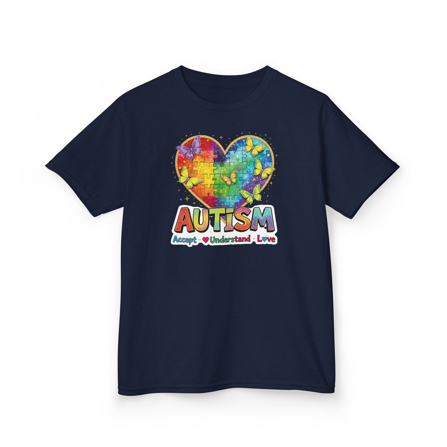 Autism Puzzle Heart Kids Tee | Accept Understand Love