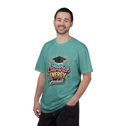 Main Character Energy Graduate T-Shirt | Graduation Cap Typography Tee