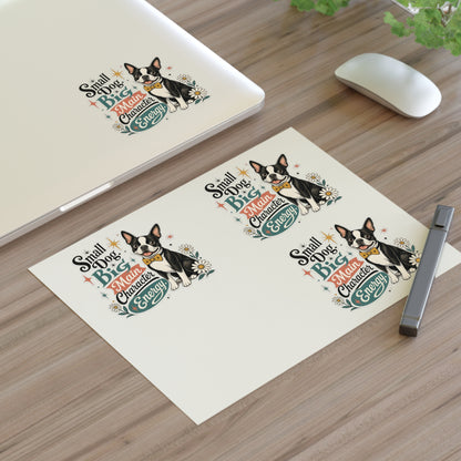 Small Dog Big Main Character Energy Sticker Sheet | Boston Terrier Sticker Set