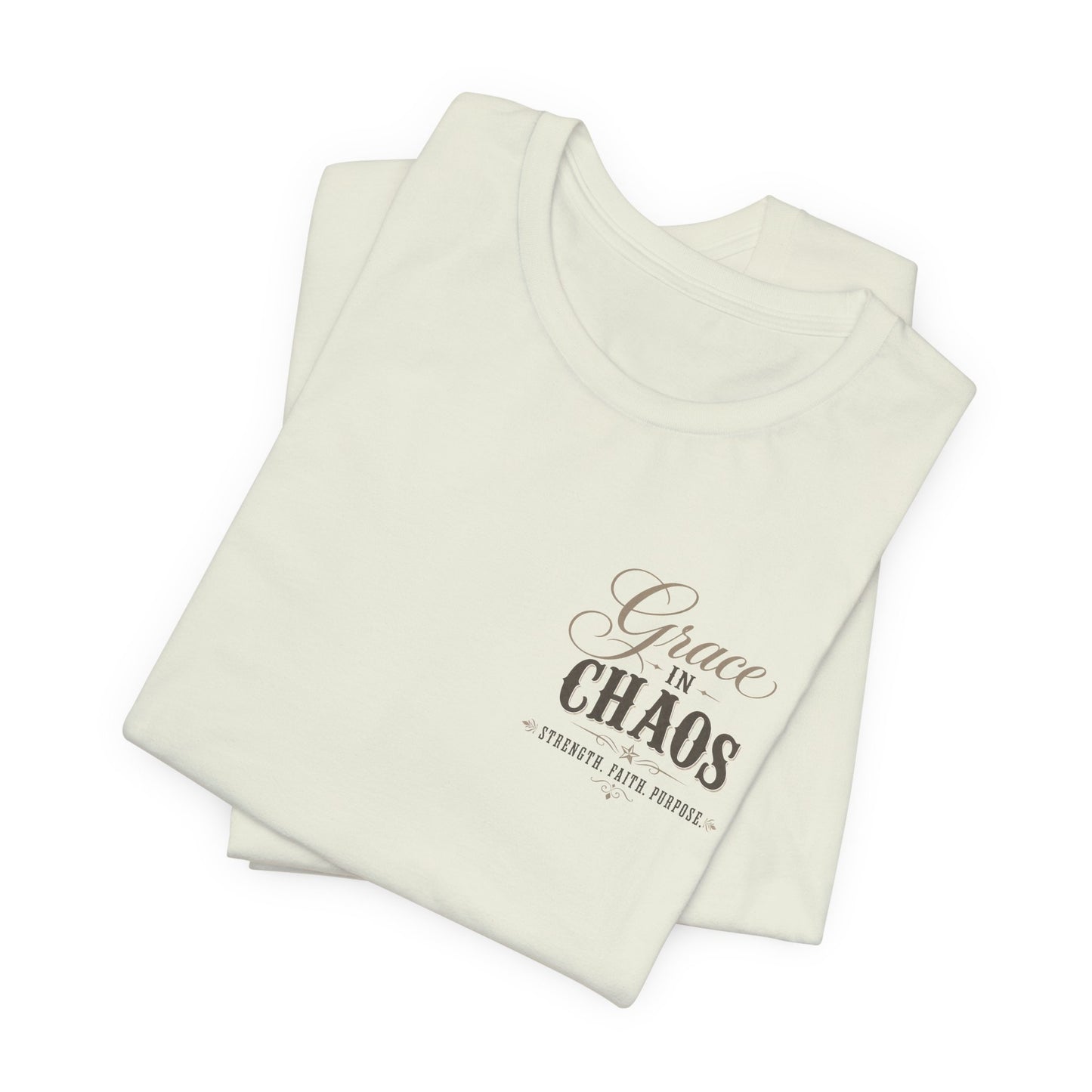 Grace in Chaos Tee | Inspirational scripture typography shirt