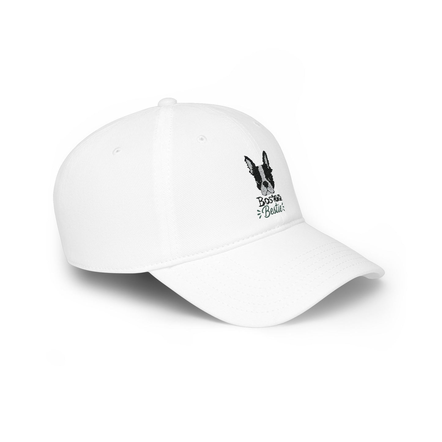 Boston Terrier Low Profile Baseball Cap — Embroidered Dog Face Hat