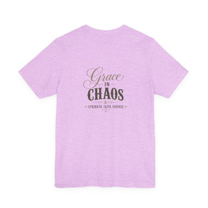 Grace in Chaos Tee | Inspirational scripture typography shirt