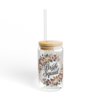 Bride Squad Floral Wreath Sipper Glass | 16oz