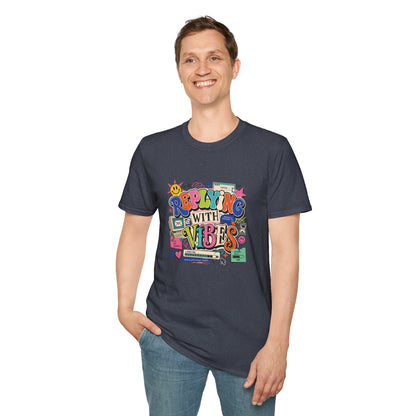 Replying With Vibes T-Shirt | Retro Colorful Typography, 90s Aesthetic