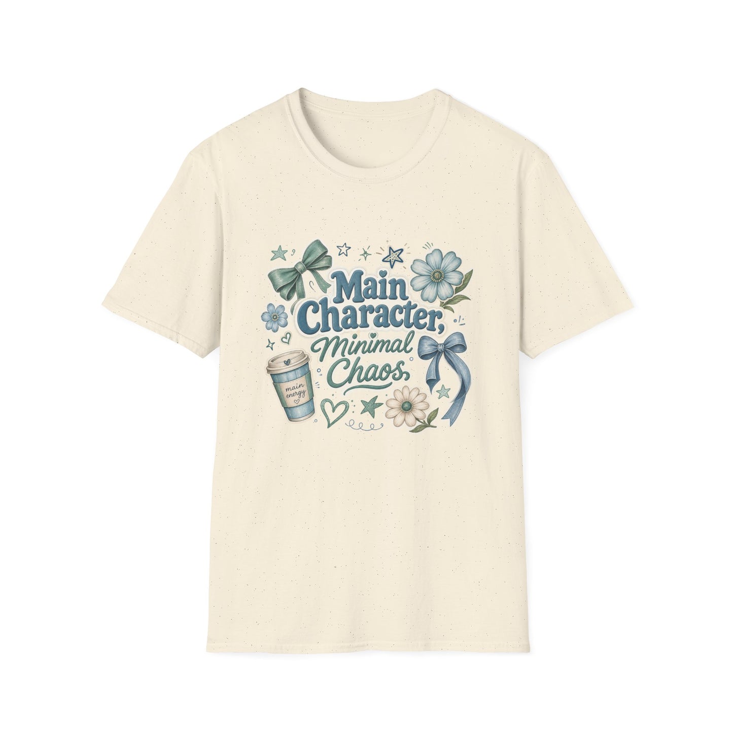 Main Character Minimal Chaos T-Shirt | Floral Bows Stars Design