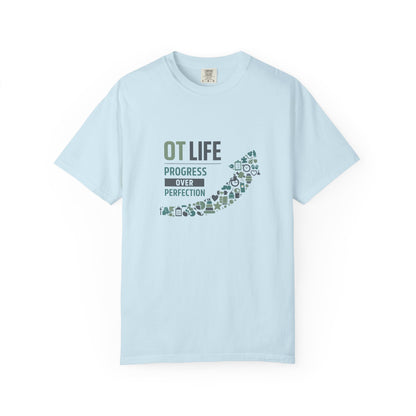 OT Life Progress Over Perfection T-Shirt | Occupational Therapy Arrow Design