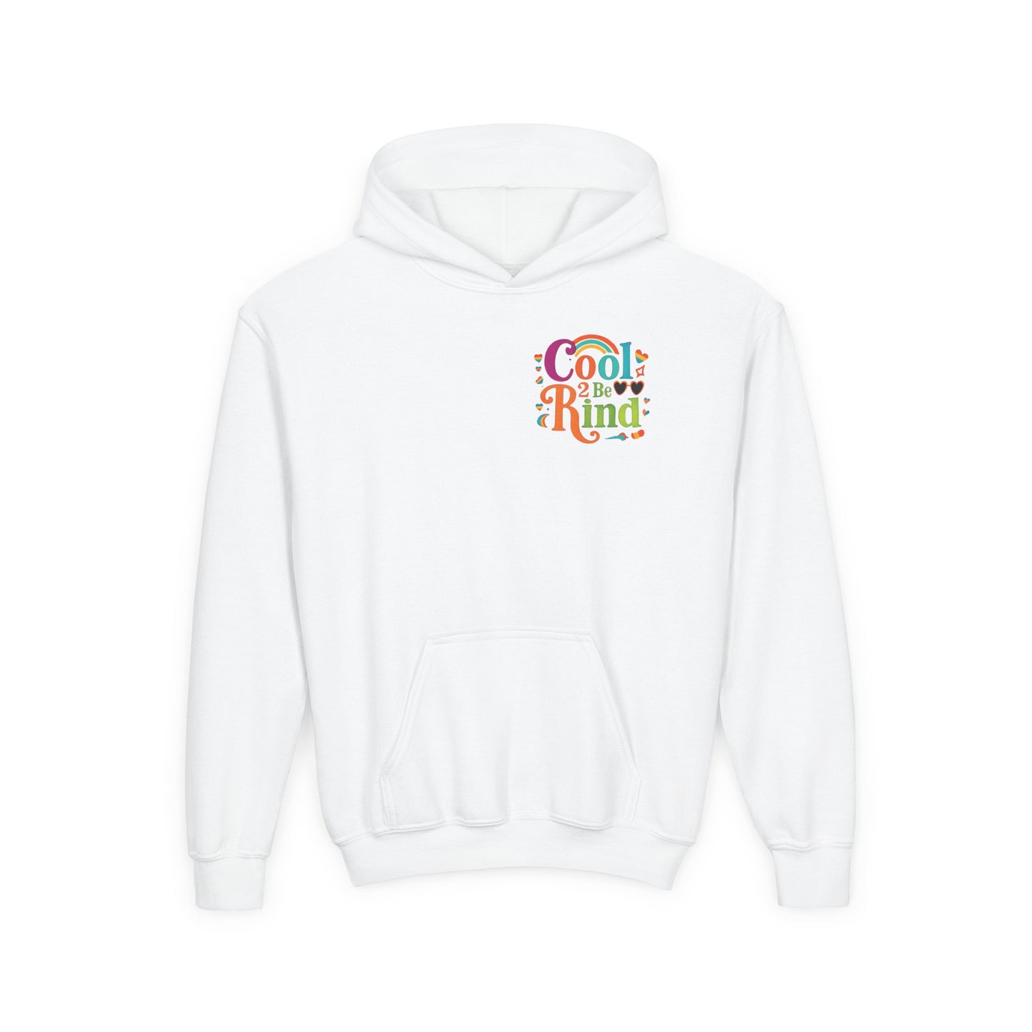 Cool 2 Be Kind Hoodie | Youth Hooded Sweatshirt, Colorful Rainbow Kindness Design