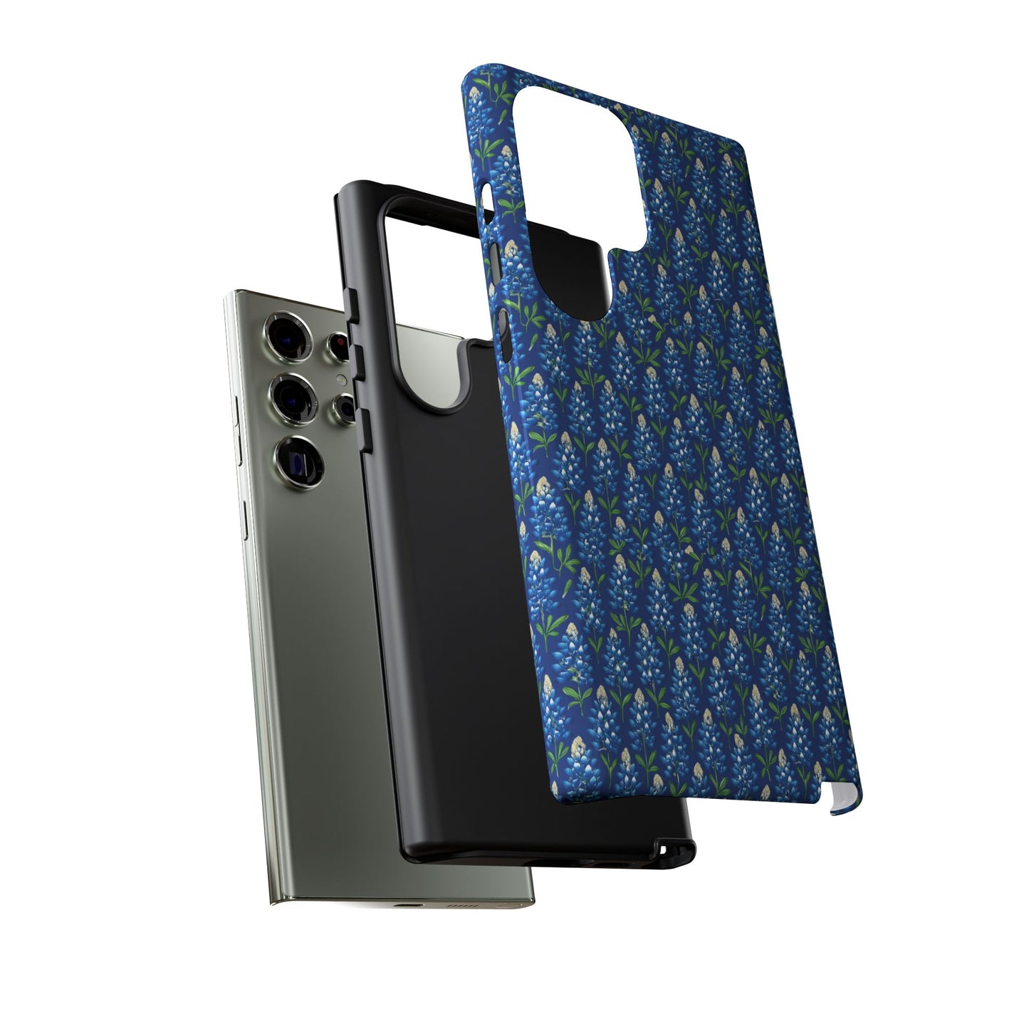 Phone Case, Texas Bluebonnet Tough Case, Navy Floral Phone Cover, Protective iPhone Case, Samsung Galaxy Case, Texas Wildflower Gift