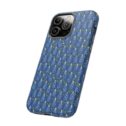 Phone Case, Texas Bluebonnet Tough Case, Navy Floral Phone Cover, Protective iPhone Case, Samsung Galaxy Case, Texas Wildflower Gift