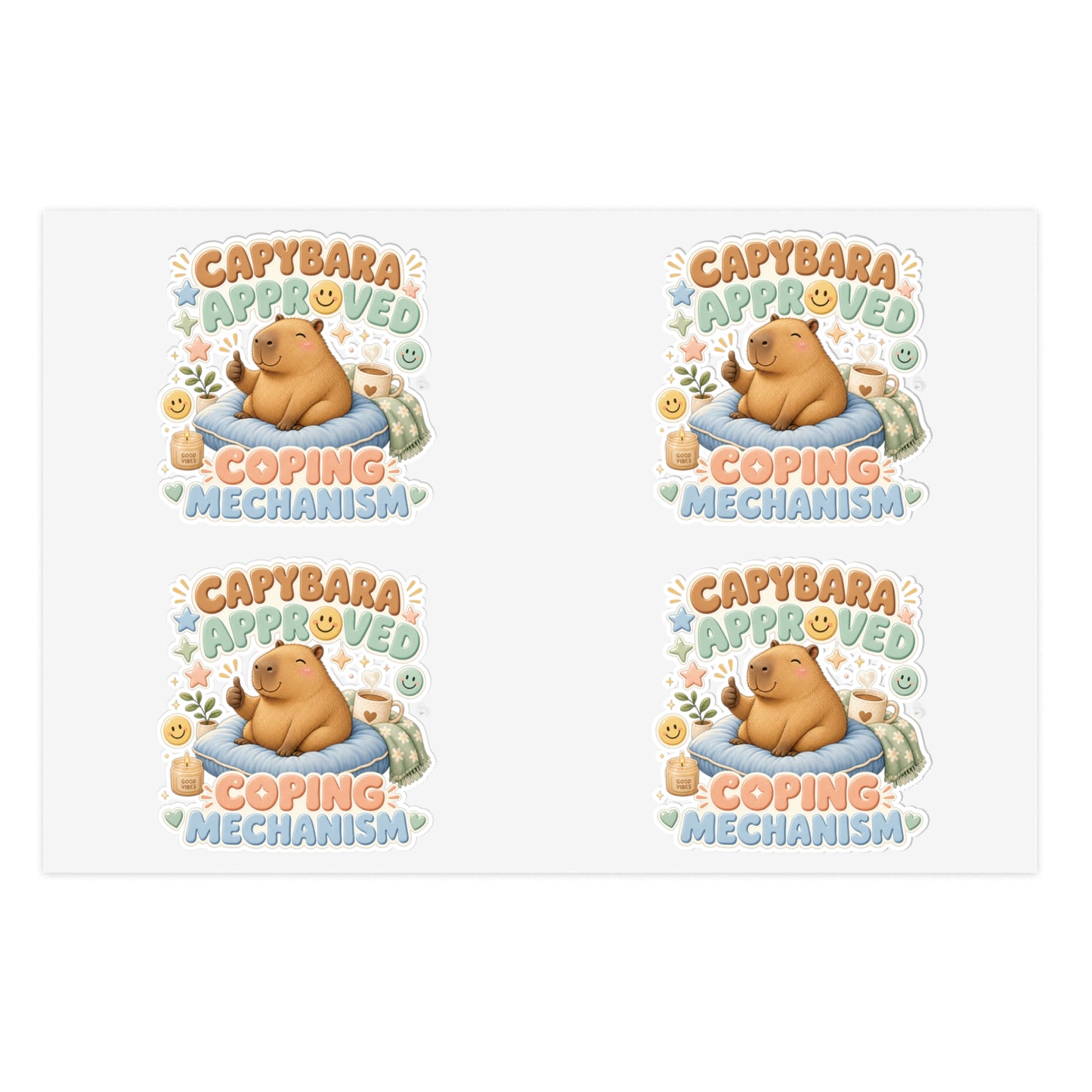 Capybara Approved Coping Mechanism Sticker Sheet | Cute Relaxing Animal Stickers