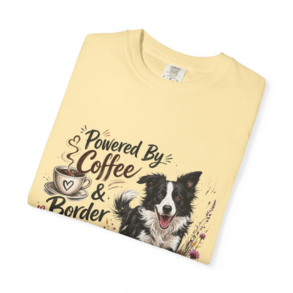 Powered by Coffee & Border Collie Energy T-Shirt | Border Collie Dog Tee