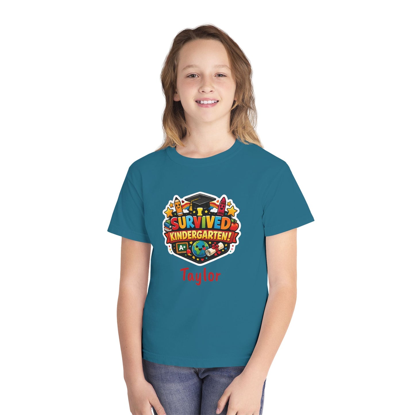 I Survived Kindergarten T-shirt | Kids Graduation Tee, Personalized Name Option