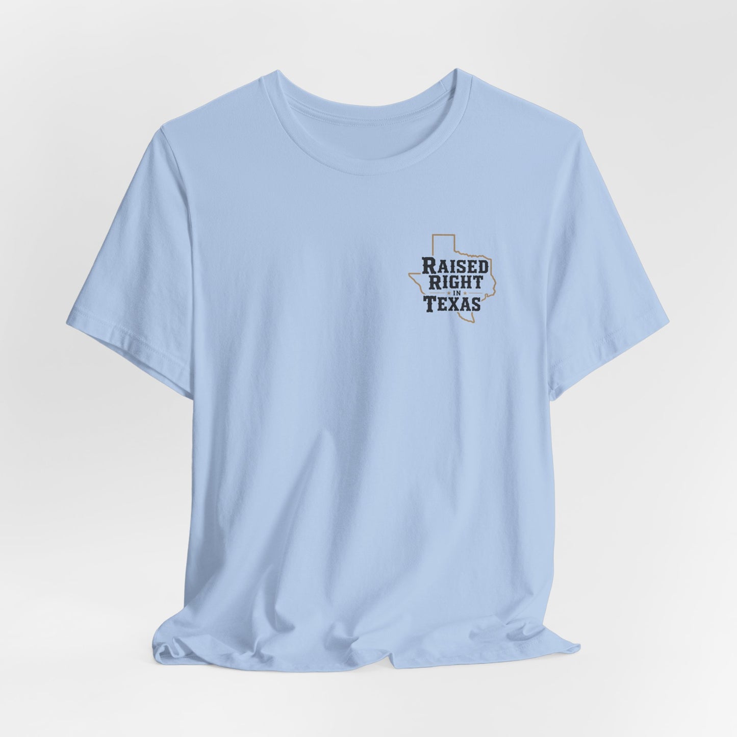 Raised Right in Texas T-Shirt | Texas Outline, Typographic Western Design