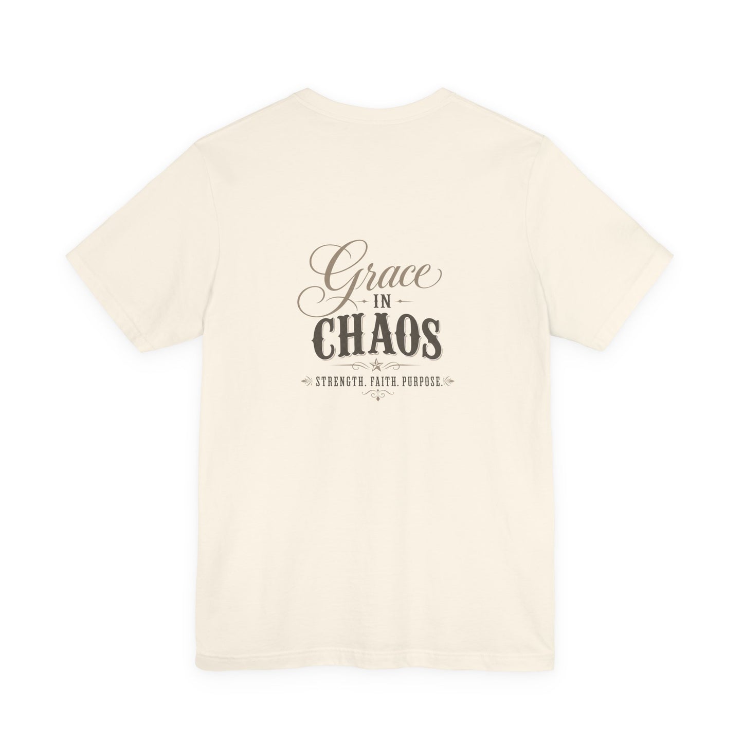 Grace in Chaos Tee | Inspirational scripture typography shirt