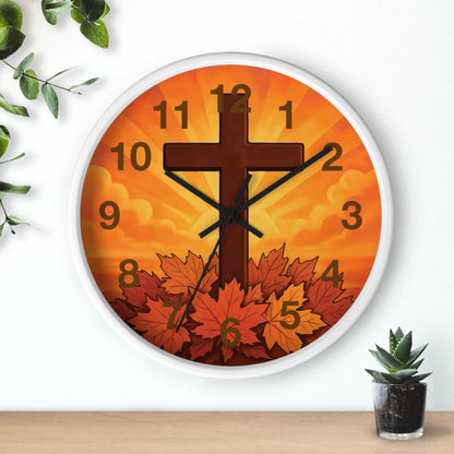 Faith-Inspired Autumn Wall Clock | Rustic Home Decor, Inspirational Gift, Christian Decor, Fall Decor, Cross Design