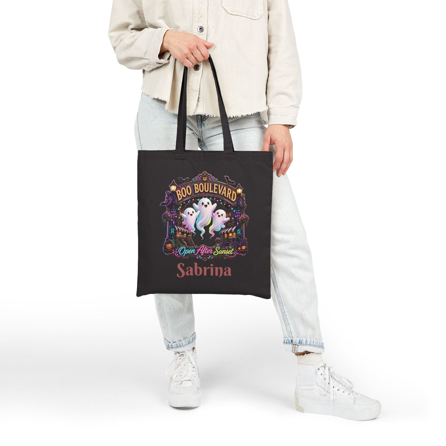 Boo Boulevard Ghosts Tote Bag | Halloween Trick-or-Treat Canvas Tote