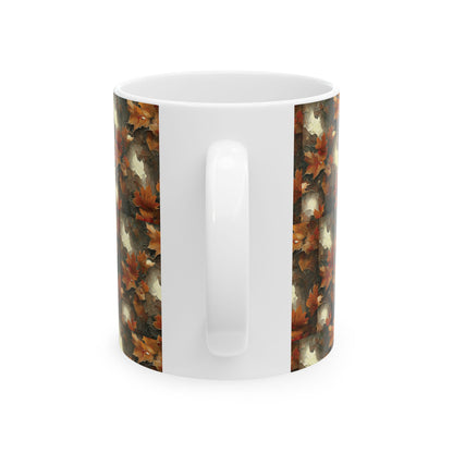 Autumn Leaves Ceramic Mug, Fall Drinkware, Coffee Tea Cup, Seasonal Home Decor, Gift for Nature Lovers