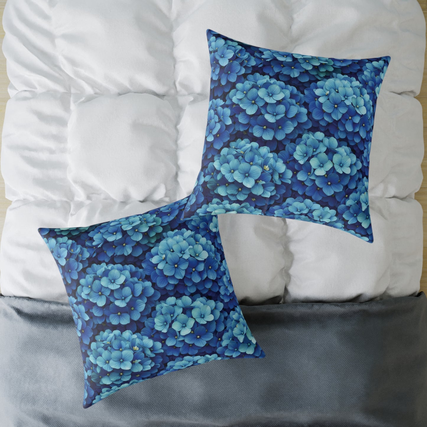 Blue Hydrangea Pattern Pillow | Floral Cushion Cover