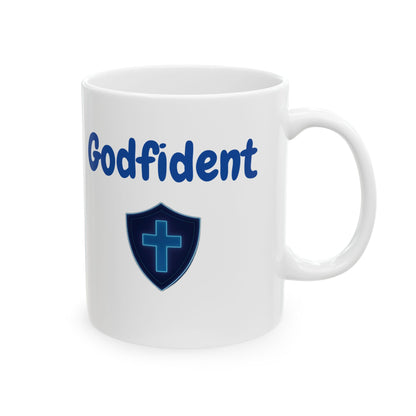Godfident Christian Faith Ceramic Mug, Inspirational Coffee Cup for Believers, Religious Gift, Pastor, Church Kitchen Decor, Tea Mug