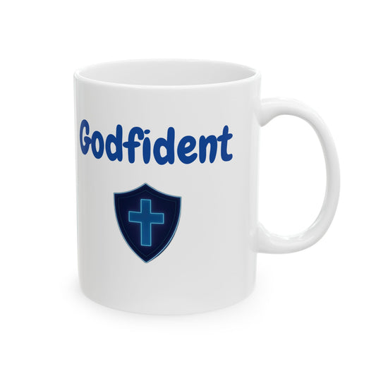 Godfident Christian Faith Ceramic Mug, Inspirational Coffee Cup for Believers, Religious Gift, Pastor, Church Kitchen Decor, Tea Mug