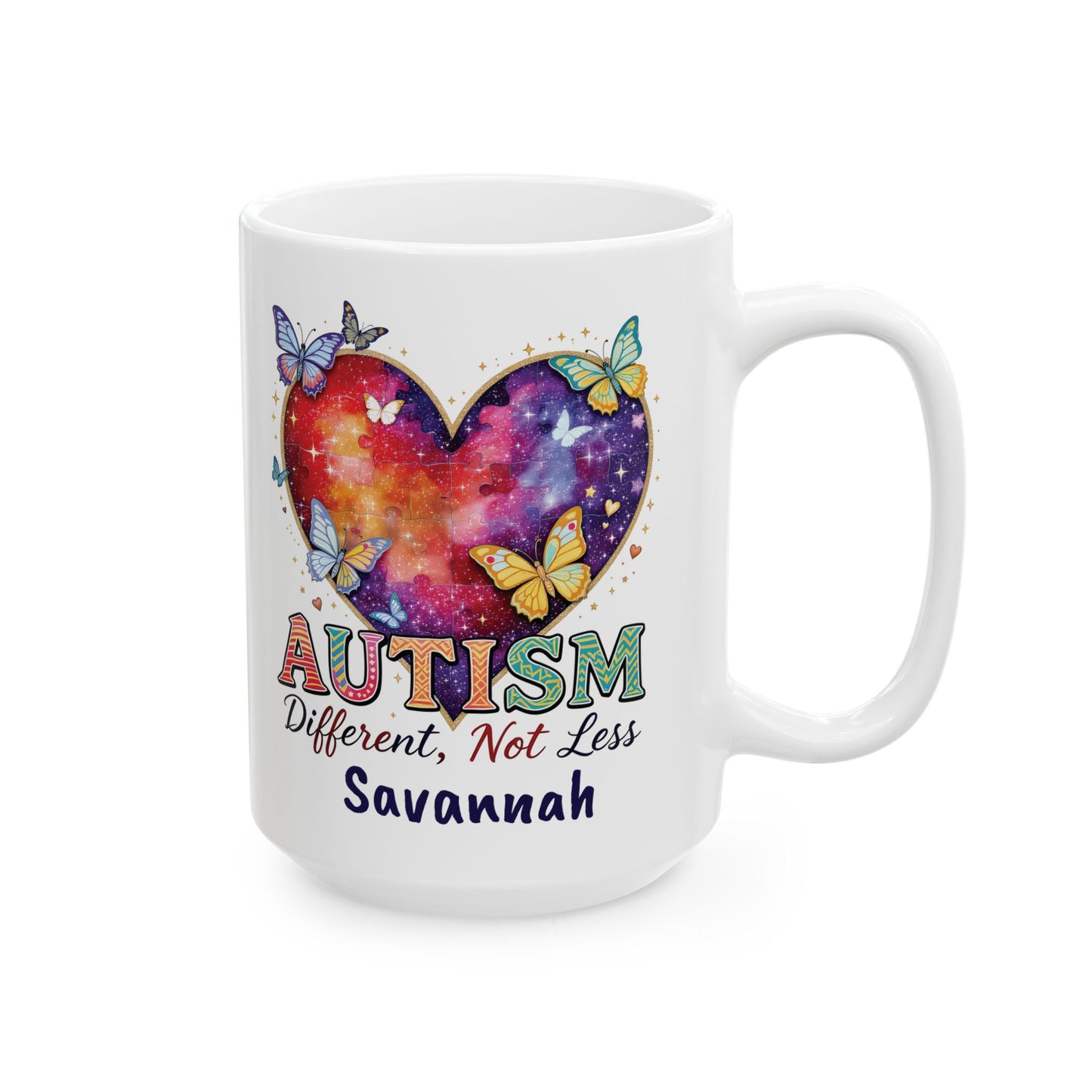 Autism Awareness Different Not Less Heart Mug