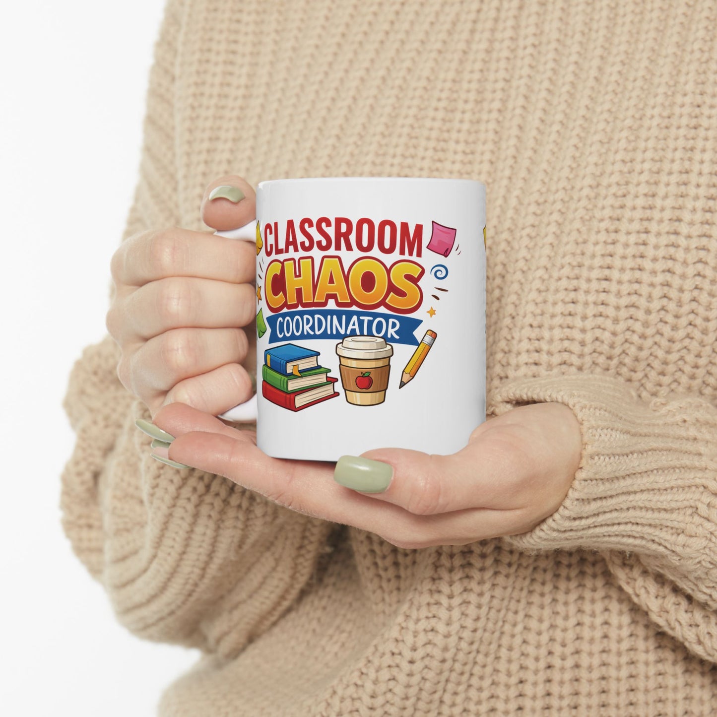 Classroom Chaos Teacher Mug | Coffee Pencil Books School Staff