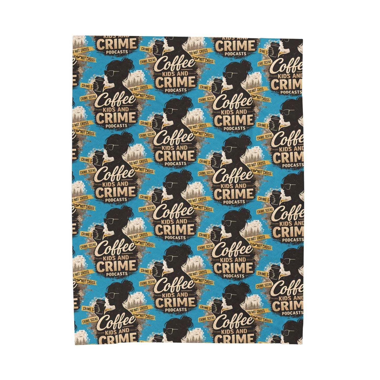 Coffee and Crime Podcast Velveteen Plush Blanket for Mom | True Crime Coffee Pattern