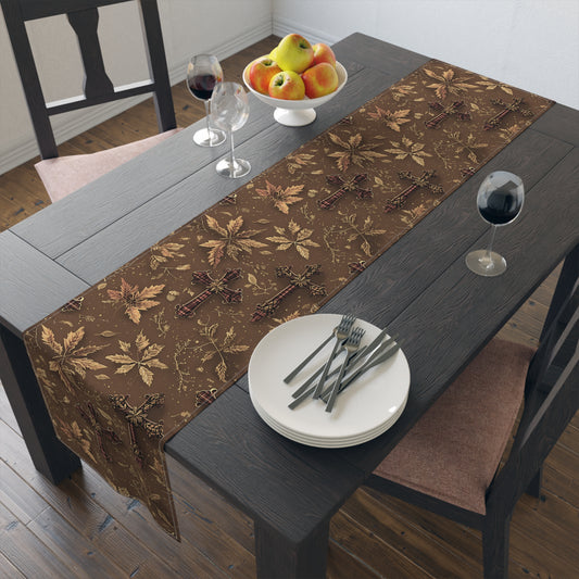 Rustic Floral Table Runner with Cross Design, Home Decor for Autumn, Thanksgiving Table Decor, Vintage Style Table Linen, Church [...]