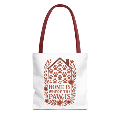 Home is Where the Paw Is Tote Bag | Pet Lover Gift, Floral Design, Animal Lover Accessory, Eco-Friendly Shopping Bag, Dog Mom Tote