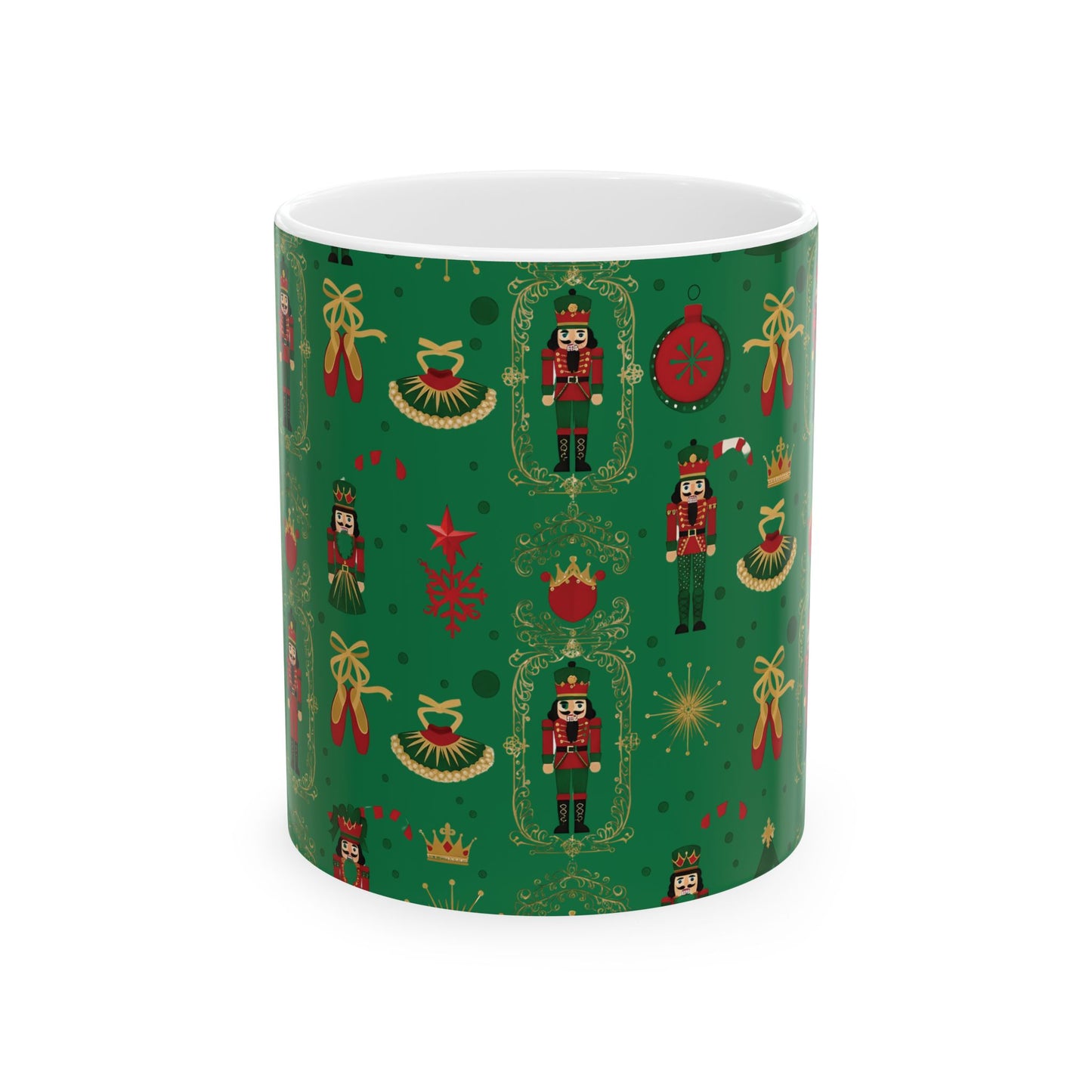 Nutcracker Pattern Mug | Christmas Ceramic Mug, 11oz or 15oz