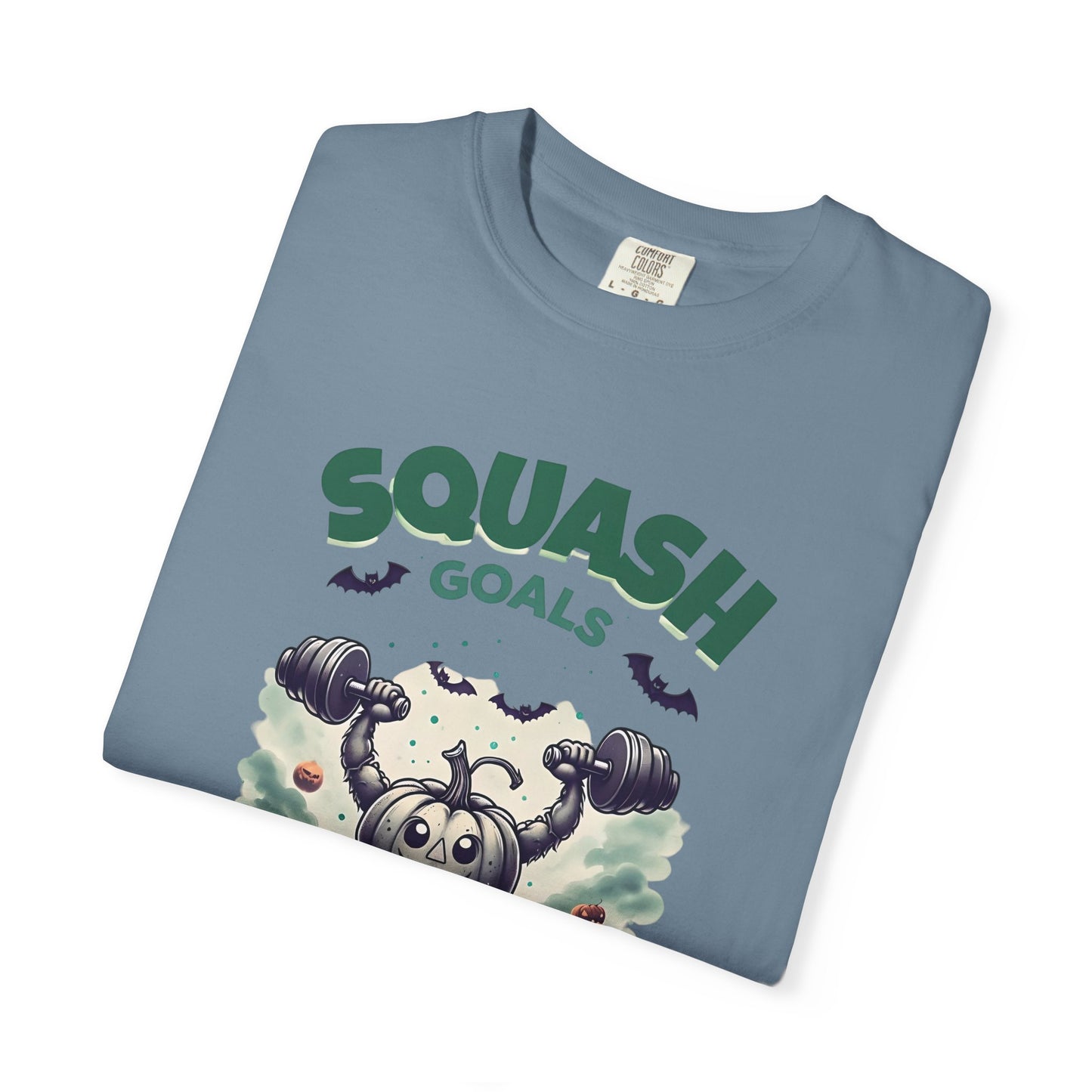 Halloween Fitness T-Shirt, Squash Goals Tee, Pumpkin Workout Shirt, Spooky Gym Wear, Fall Exercise Top, Unisex Apparel