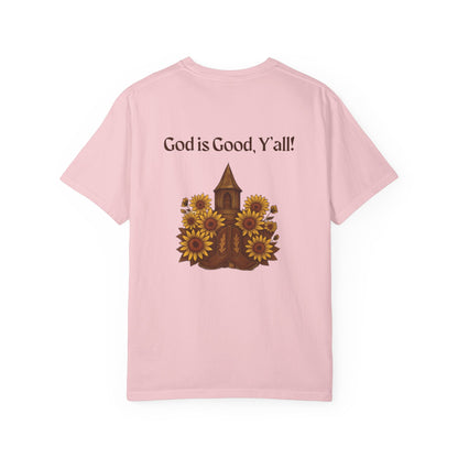 Unisex Sunflower Tee - Inspirational T-Shirt, God is Good Y'all, Casual Wear, Gift for Gardeners, Faith-Based Apparel