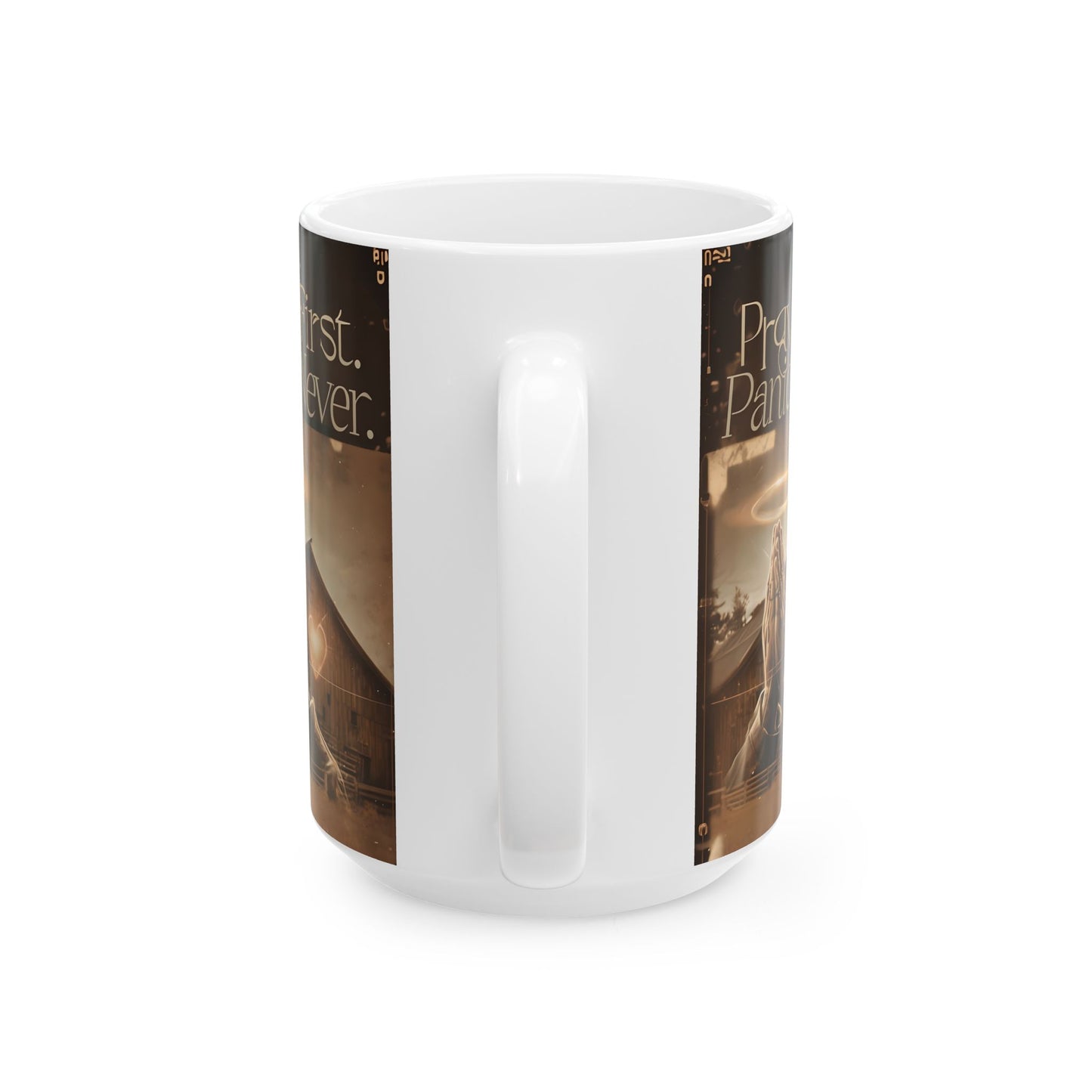 Pray First, Panic Never Ceramic Mug - Perfect Gift for Coffee Lovers, Birthday, Housewarming, Holiday, Mug with Text, Inspirational Mug