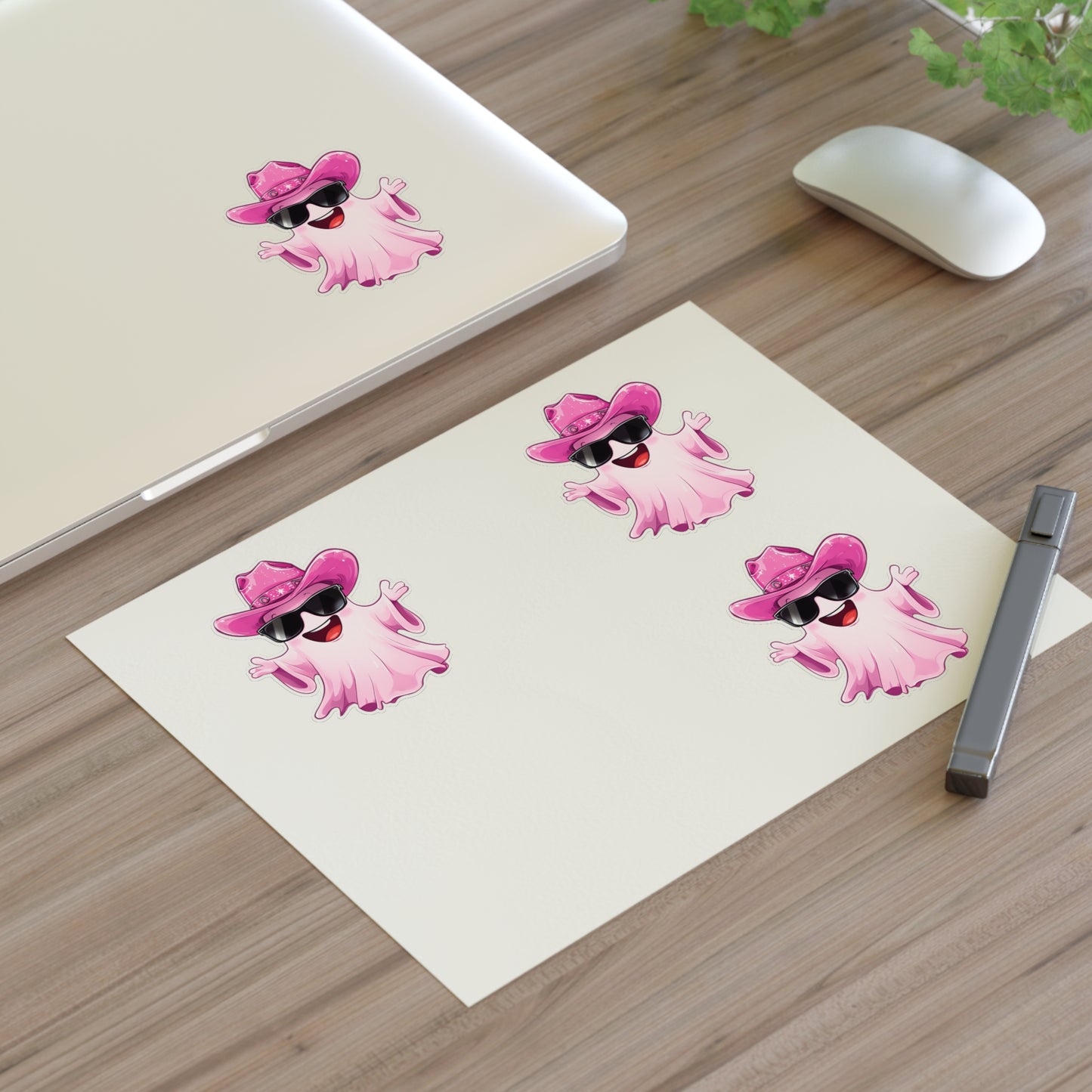 Pink Cowgirl Ghost Sticker Sheets - Funny Western Cowgirl Design, Decorative Vinyl Stickers, Laptop Decals, Planner Accessories, Scrapbook